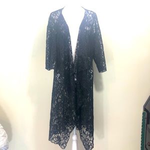 LuLaRoe Black Lace Shirley Cardigan/Kimono- Medium